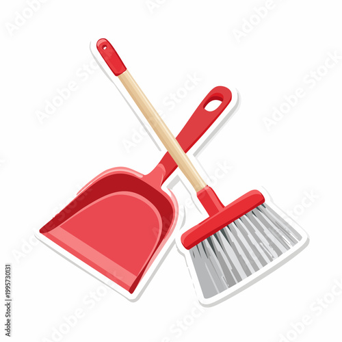 Red Dustpan and Broom Set