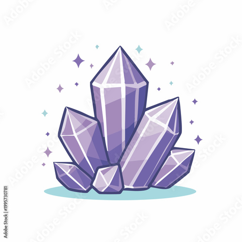 Purple Crystal Cluster with Sparkles