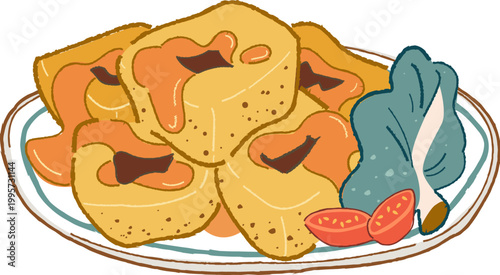 Stinky tofu and vegetables on the plate