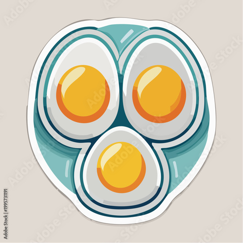Stylized Illustration of Three Halved Boiled Eggs