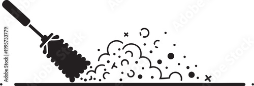 Black and white of a scrub brush cleaning a surface