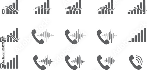 Set of black for signal strength and phone calls