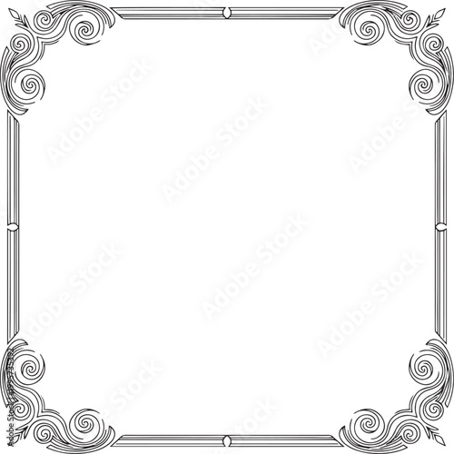 Square decorative border with ornate corner scrolls