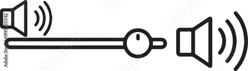 Volume slider with speaker symbols and sound waves