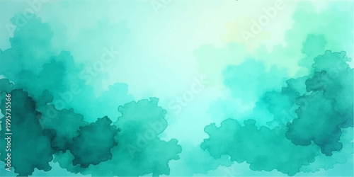 A hand painted abstract blue watercolor background features a bright sky and cloudscape texture with white smoke elements on vintage paper to create a light summer nature atmosphere