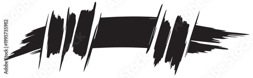 Abstract black brush strokes on white background