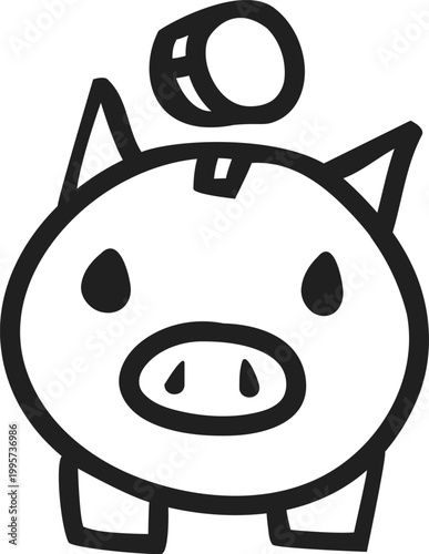 Cute Piggy Bank with Coin