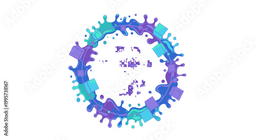 Viral particle illustration with vibrant colors.