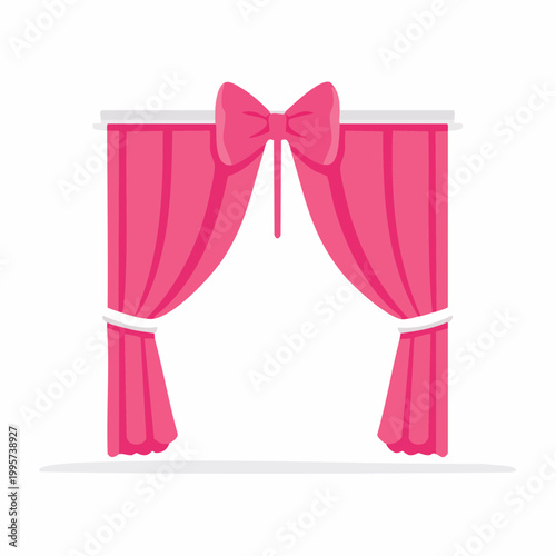 Pink Curtains with Bow Decoration