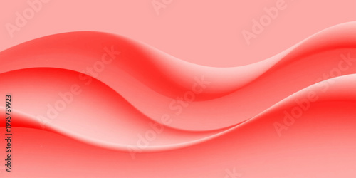 Red abstract wave background with soft flowing silk texture and smooth satin curves in a pink and red vector illustration backdrop