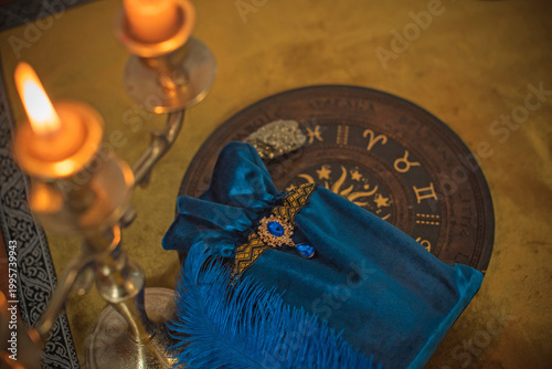 Luxury Velvet Tarot Card Pouch Set with Spiritual Symbols. Sacred Space Ritual Decor