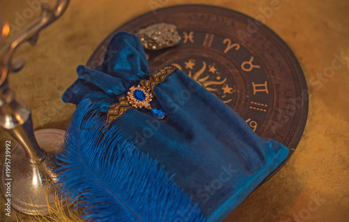 Luxury Velvet Tarot Card Pouch Set with Spiritual Symbols. Sacred Space Ritual Decor