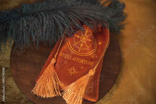 Luxury Velvet Tarot Card Pouch Set with Spiritual Symbols. Sacred Space Ritual Decor