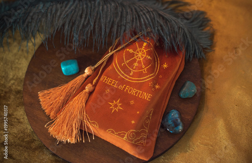 Luxury Velvet Tarot Card Pouch Set with Spiritual Symbols. Sacred Space Ritual Decor