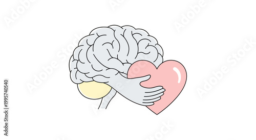 Gray brain illustration with yellow cerebellum on white background