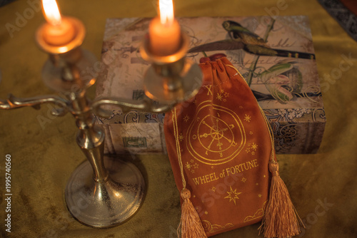 Luxury Velvet Tarot Card Pouch Set with Spiritual Symbols. Sacred Space Ritual Decor