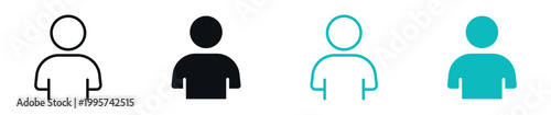 User profile icons, simple person avatar symbol, account and identity concept in line and solid style, vector illustration