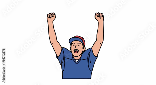 A person with arms raised celebrating success or victory