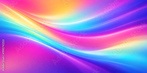 Abstract colorful background featuring a digital rainbow wave of light and artistic fractal lines in a bright purple and blue motion pattern design