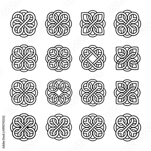 Celtic knot vector icons set of intricate designs and patterns