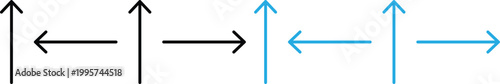Arrows pointing up down left right in black and blue colors  simple icons