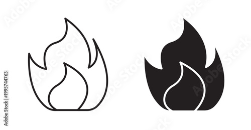 Fire icon. Vector illustration isolated on white.