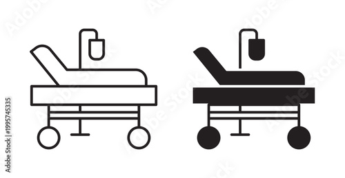 Hospital bed icon. Vector illustration isolated on white.