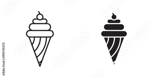 Ice cream cone icon. Vector illustration isolated on white.