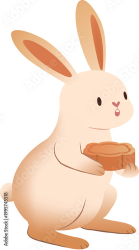 White Rabbit Holding Mooncake