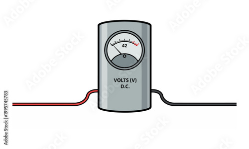 Analog DC Voltmeter Vector Icon Measuring Voltage Electric Power