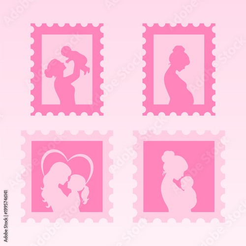 Mother’s Day Silhouette Stamp Set – Mom & Baby Frame Collection