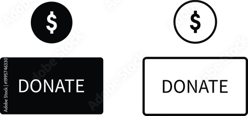 Donate buttons with dollar sign icons for charity donation