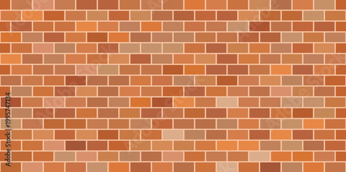 Brick wall seamless pattern, red ceramic stone tile, brown brickwall vector illustration