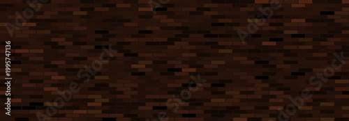 Brick wall seamless pattern, dark ceramic stone tile, brown brickwall vector illustration