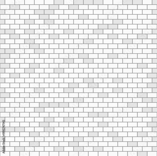 Brick wall seamless pattern, grey ceramic stone tile, black and white brickwall vector illustration