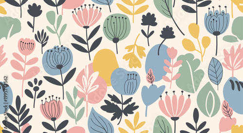 Elegant continuous line floral pattern with flowing outlines creating unity and graceful visual movement