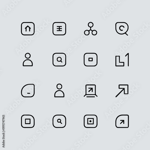 Simple Minimalist Outline UI Icon Pack for Mobile and Web Interface Design