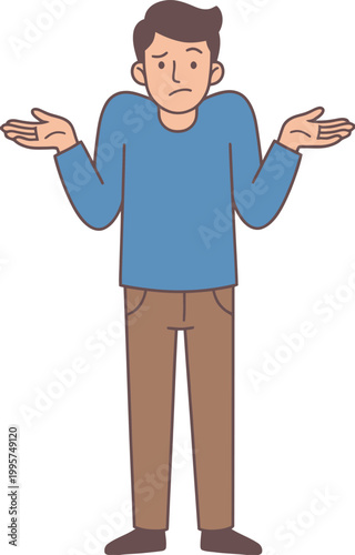 Confused man shrugging shoulders saying I do not know