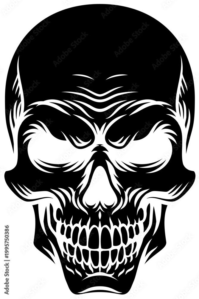 Fototapeta premium A skull design in a vintage retro woodcut style