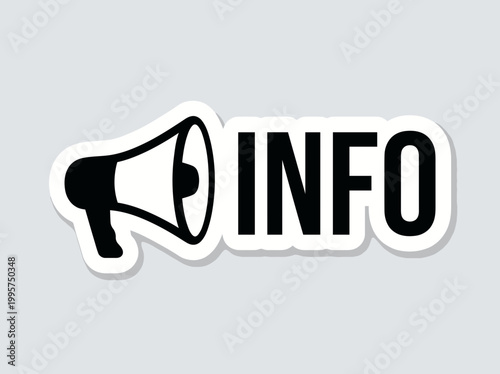 Info Megaphone Icon Vector – Announcement Notification Information Symbol Design