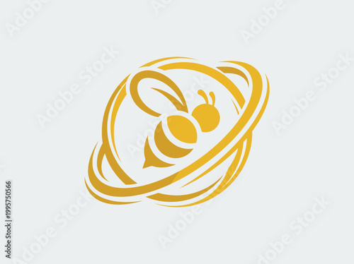 Bee Orbit Logo Vector – Honey Insect Abstract Swirl Nature Design