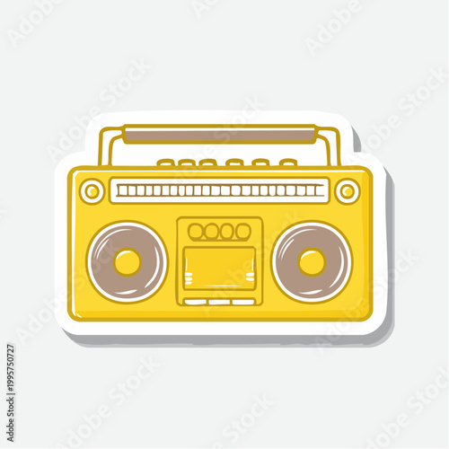 Retro Yellow Boombox Sticker