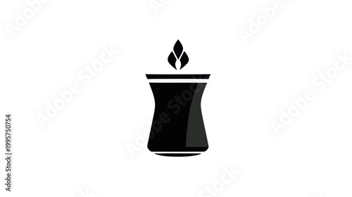 Simple black candle icon with flame