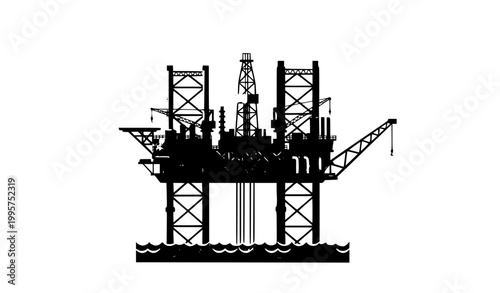 Offshore oil rig platform silhouette.