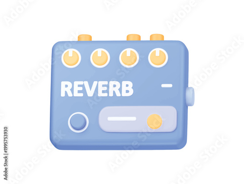 guitar reverb pedal icon 3d render illustration isolated