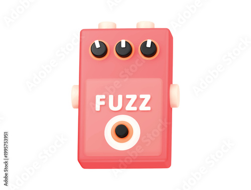 guitar fuzz pedal icon 3d render illustration isolated