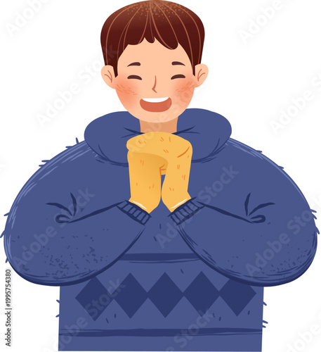 Boy doing fist and palm salute