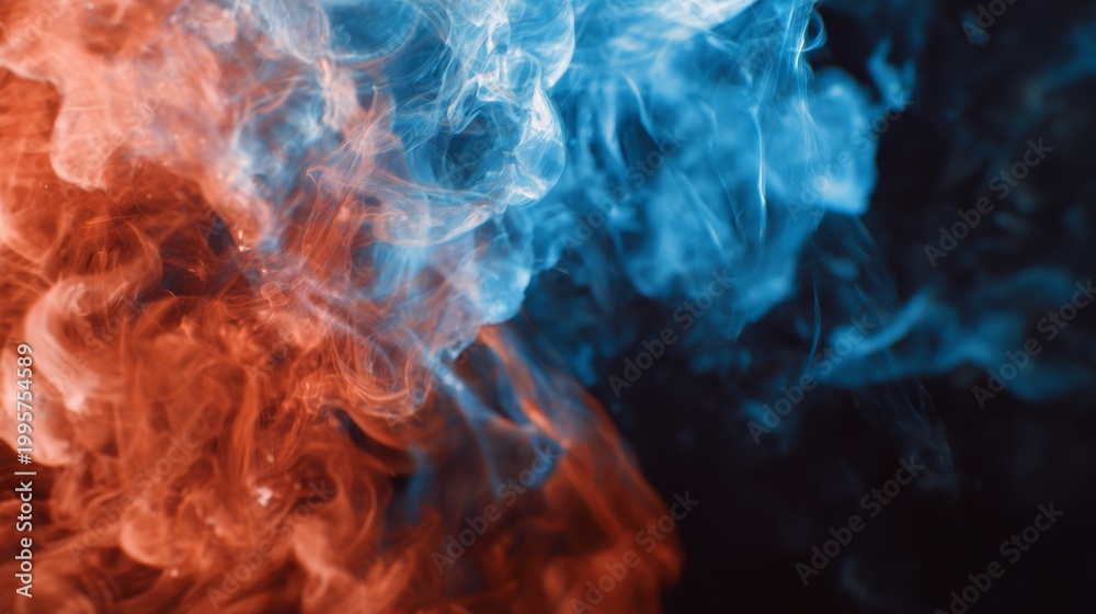 Fototapeta premium A powerful clash of frozen blue and blazing orange
