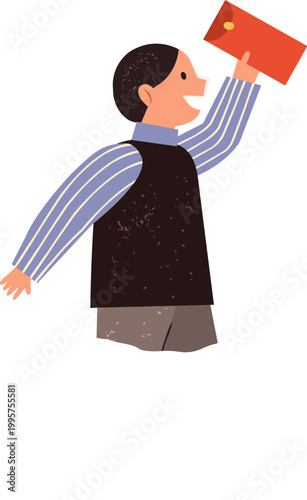 Boy holds a red envelope