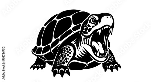 Aggressive Turtle Silhouette Vector Art